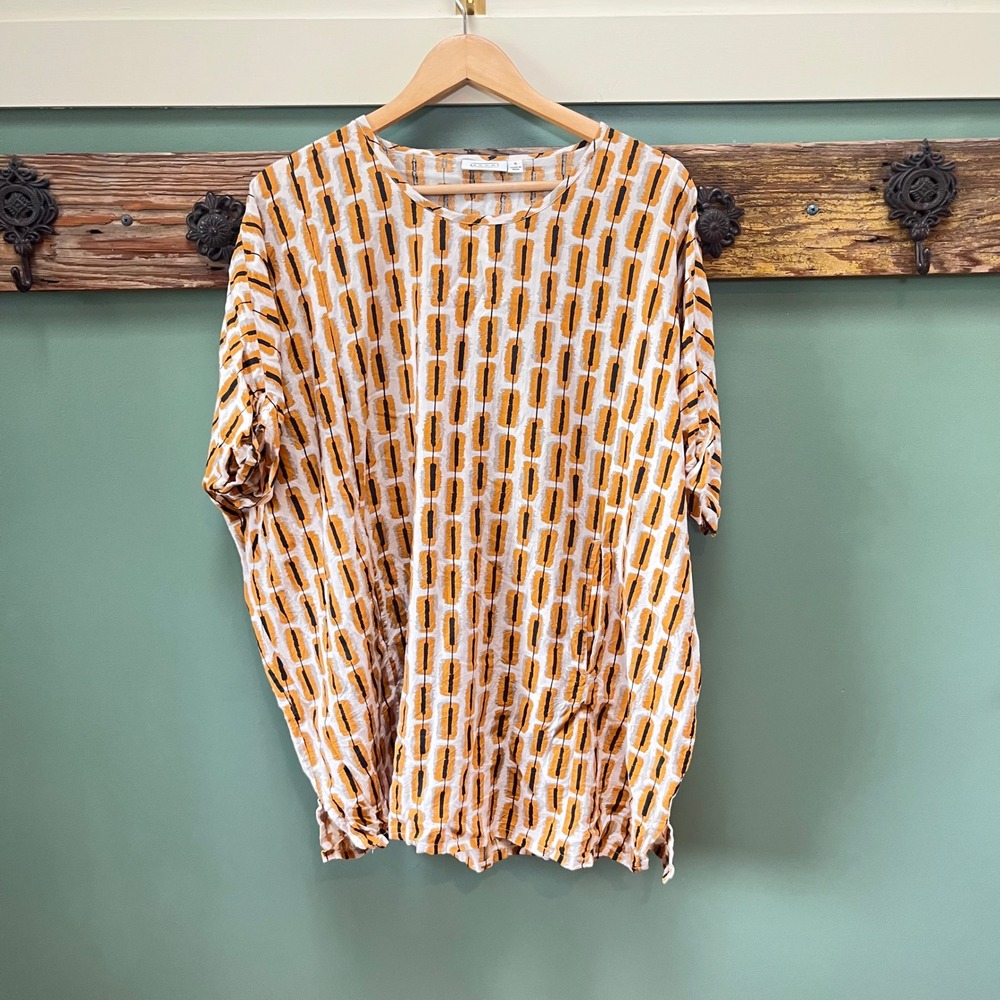Masai Copenhagen Womens S Yellow Black Geometric Viscose Oversized Tunic Top
